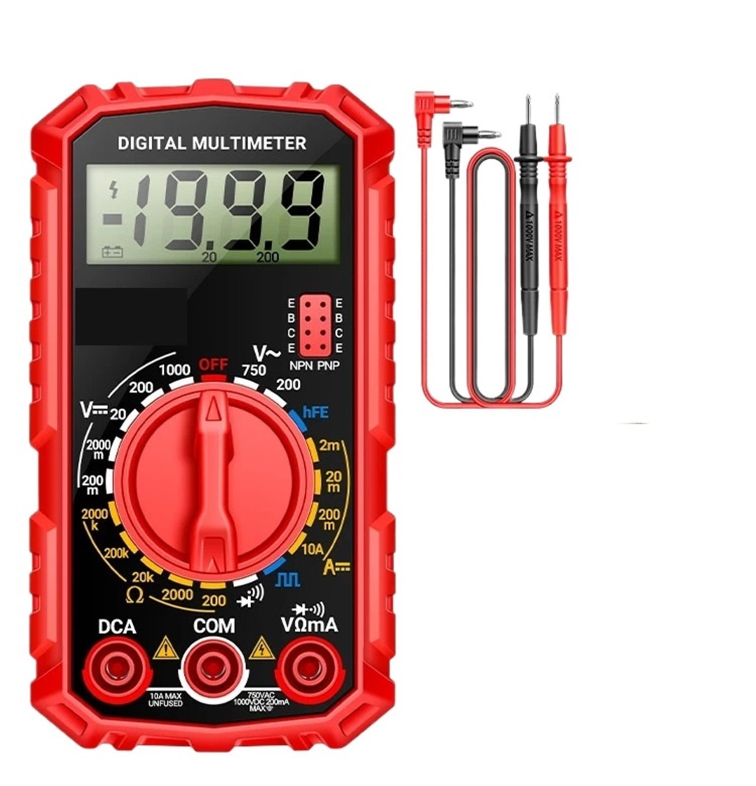 Square Wave Digital Multimeter 1999 Counts HFE Triode Buzzer Tester AC/DC Voltage 10A Current Multimeters Meter Tool ,Battery Test