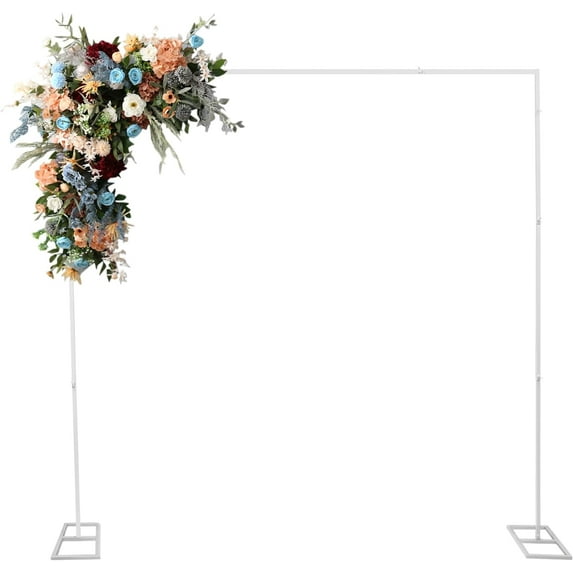 Square Wedding Arch Background Stand Heavy Duty Portable White Metal Wedding Arch Stand with Base Drape Backdrop Stand Kit for Parties Wedding Decorations