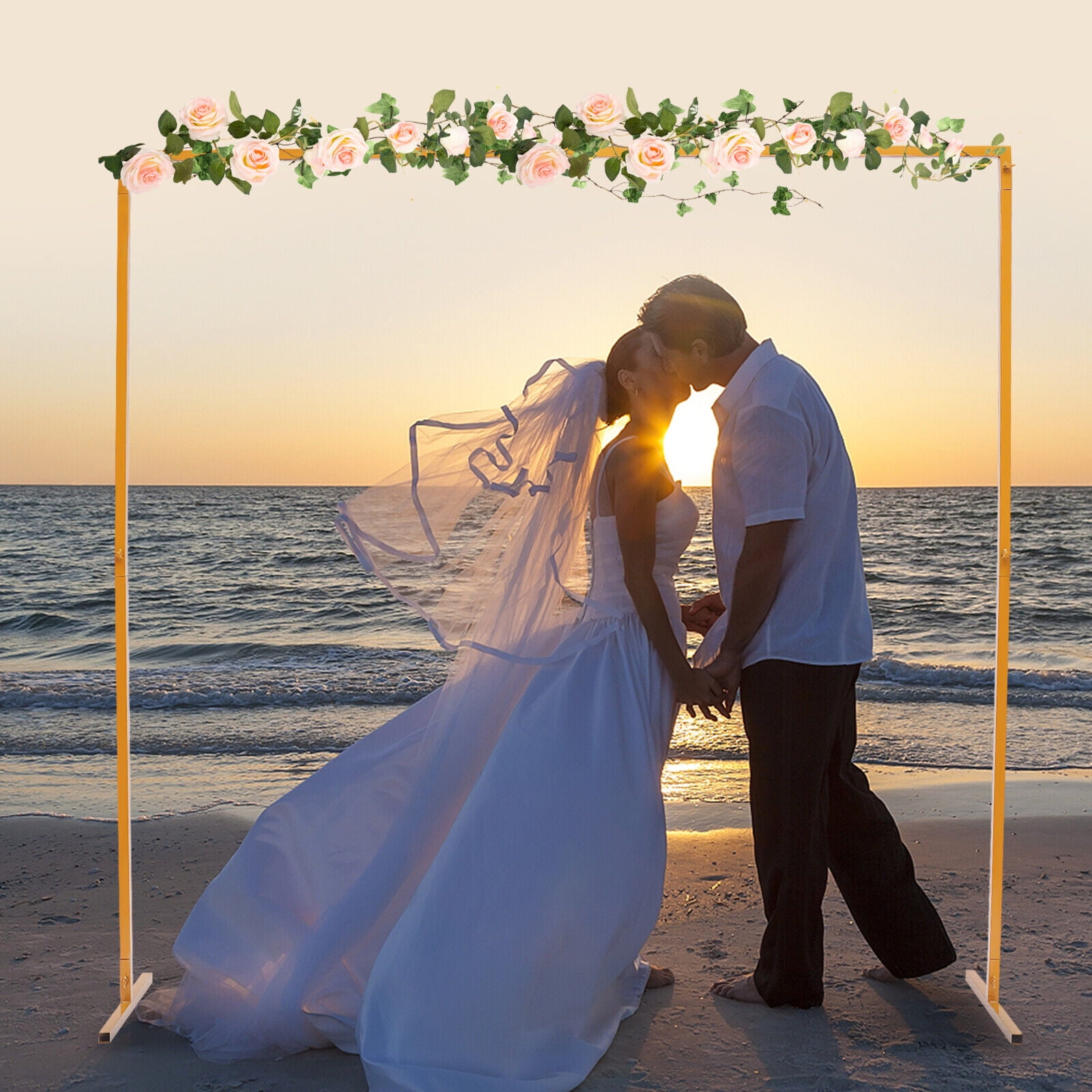 Square Wedding Arch Metal Flower Stand Party Backdrop Decoration Framework 2*2m Gold