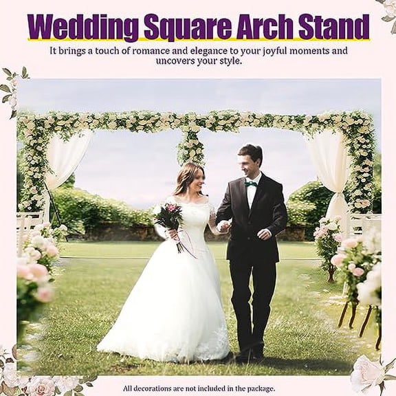 Square Wedding Pipe and Drape Stand Heavy Duty Backdrop Stand Pipe Kit, 19x10FT Metal Arch Frame Background Stand for Weddings Birthday Party Photo Exhibition Decoration