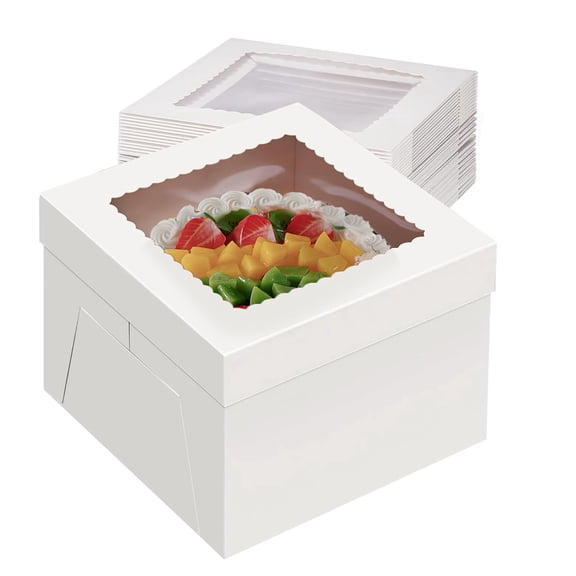 Square White Bakery Cake Boxes 10X10X8 For Baking Cookies Pastries Pies Wedding Birthday