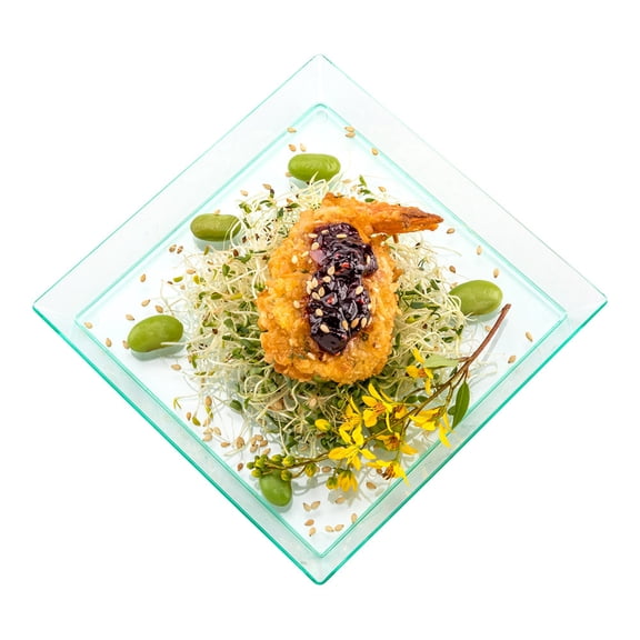 Mini Modern Tasting Plate, Mini Plastic Plate with Raised Sides - White - Great for Snacks, Side Dishes, Desserts and Appetizers - 2.5 Inches - 100ct Box - Restaurantware