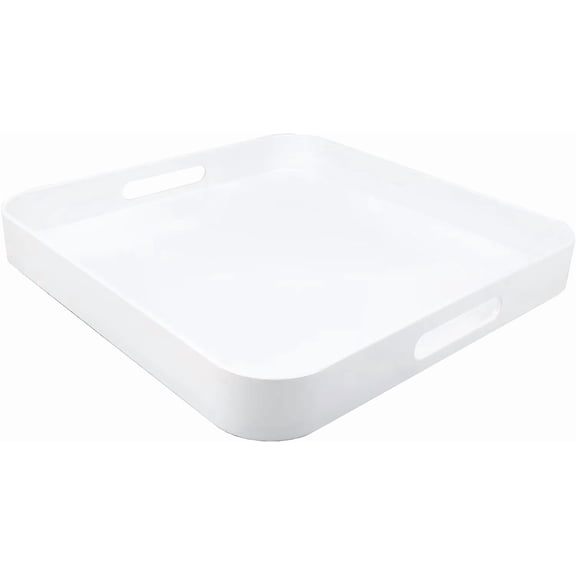 Square White Serving Tray, Ottoman Tray for Coffee Table
