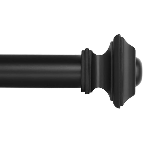 Square Window Curtain Rod 1-1/8 Inch Diameter, Adjustable 120 to 240 Inch Drapery Rod for Heavy Curtains, Black