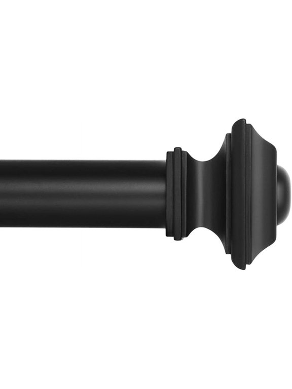 Square Window Curtain Rod 1-1/8 Inch Diameter, Adjustable 120 to 240 Inch Drapery Rod for Heavy Curtains, Black