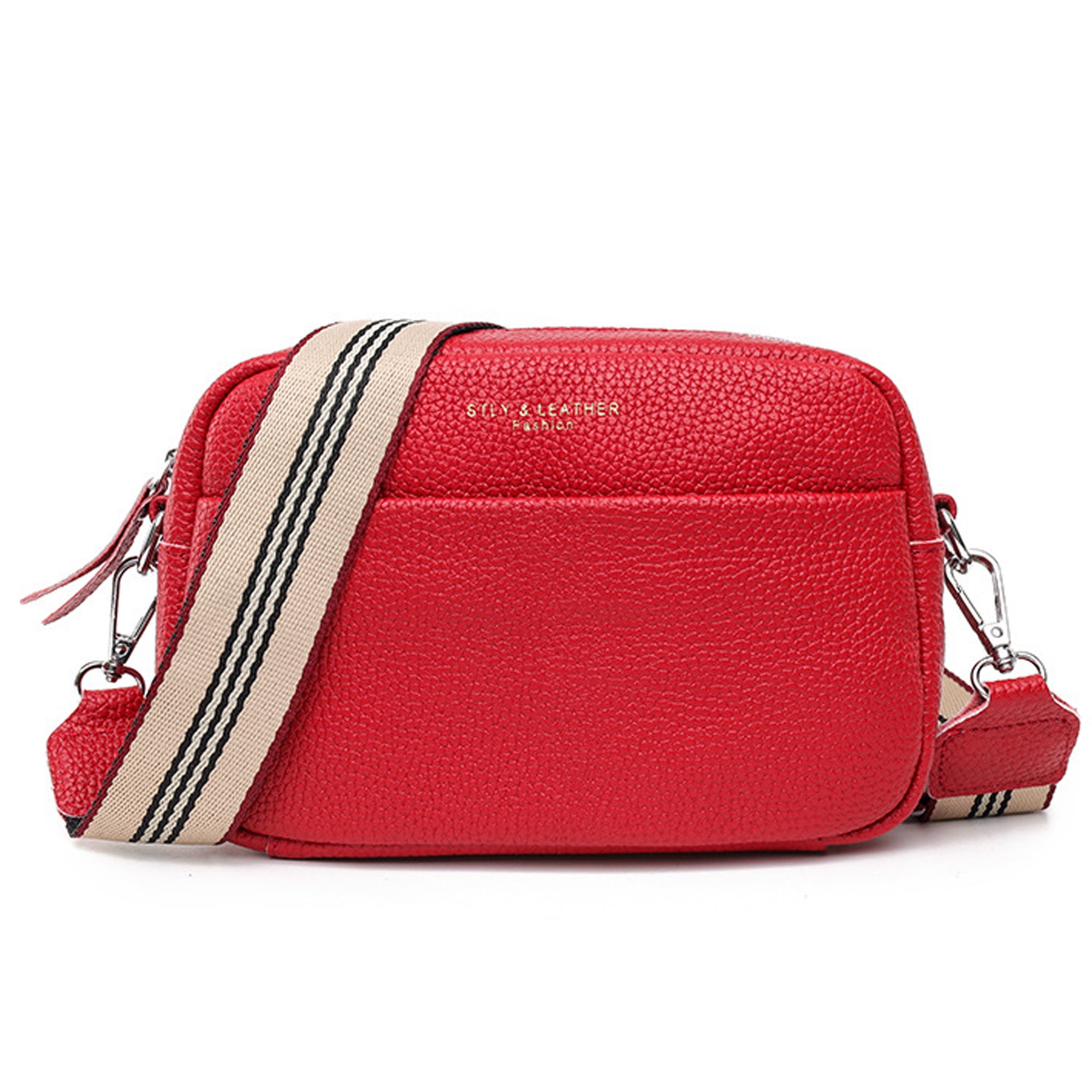 Wide Shoulder Strap PU Small Square Bag Female Bag Out Of The Street Red Crossbody  Bag