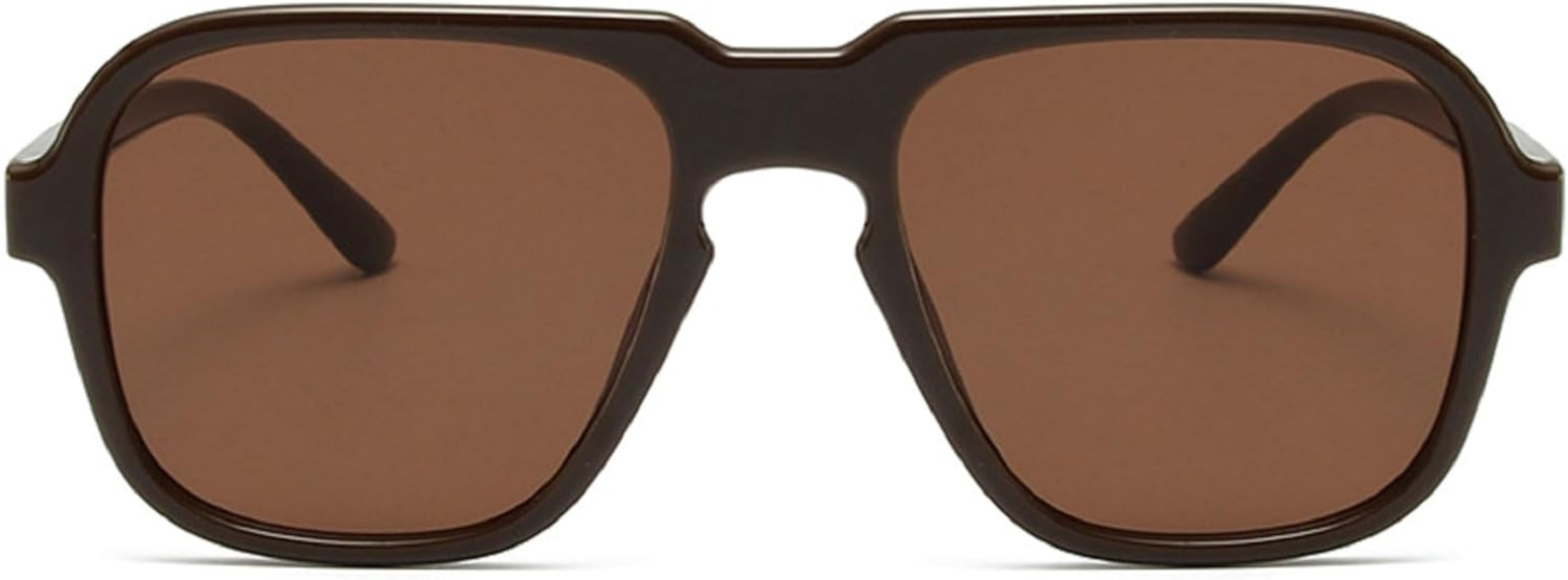 Retro Square Sunglasses for Women Fashion Gradient UV400 Pilot Sun Glasses willochra Retro 70s Flat top Pilot Sunglasses Women Men  main image 3