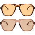 thumbnail image 1 of Square Women Retro Pilot Sunglasses Ocean Gradient Lens Shades UV400 Men Fashion Trending Leopard Champagne Sun Glasses, 1 of 5