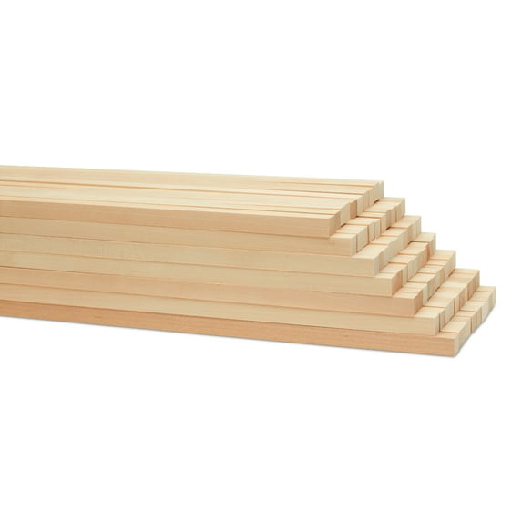Square Wood Dowel Rod 48" x 1/2" Pack of 50 Square Wooden Dowel Sticks for Crafts and DIY Birch Hardwood by Woodpeckers