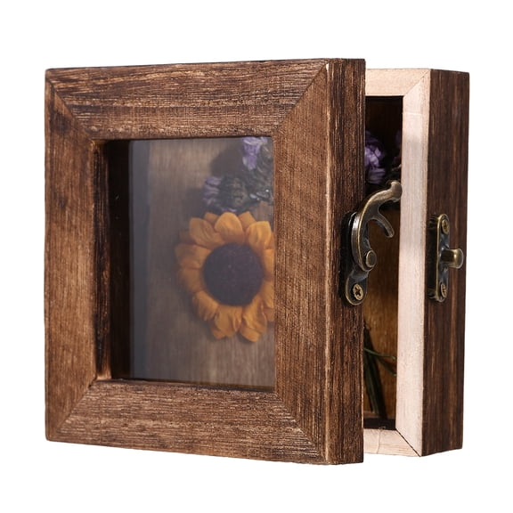Square Wood Insect Display Case with White EVA Foam Mat Inside Flap Cover Insect Specimen Display Case with Visible Acrylic Window Camel