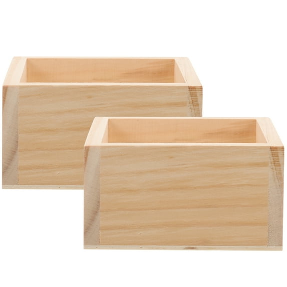 NIAIZEK Rustic Wood Planter Boxes 2pcs Square Natural Wooden Flower Pots for Indoor Outdoor Garden Decor