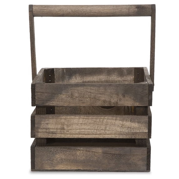 Square Wooden Crate Swing Handle Basket 9in