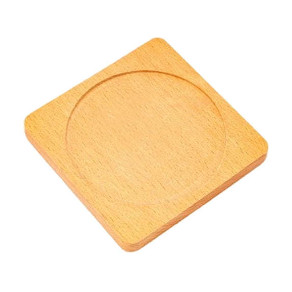 Square Wooden Cup Coaster with Groove, Heat Resistant Wood Drink Coaster for Mugs Glasses