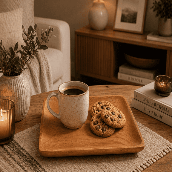 Square Wooden Handmade Serving Plate for Snacks and Appetizers