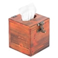 thumbnail image 1 of Square Wooden Rustic Lockable Tissue Box Cover Holder, 1 of 7