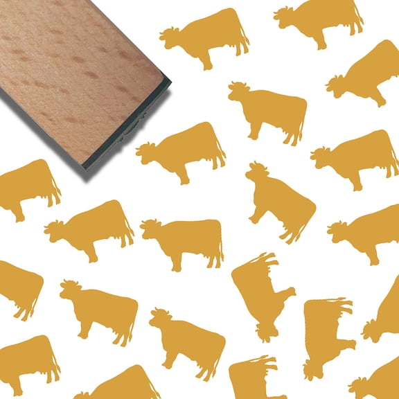 Square Wooden Stamps with Rubber for DIY Scrapbooking Cattle 40x15x15mm