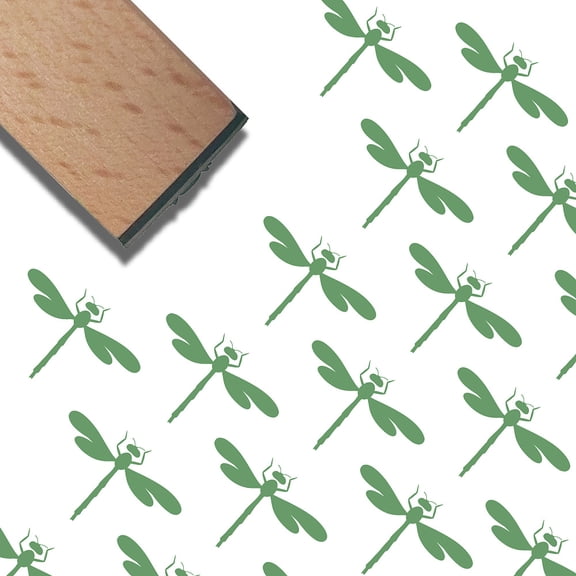 Square Wooden Stamps with Rubber for DIY Scrapbooking Dragonfly 40x15x15mm