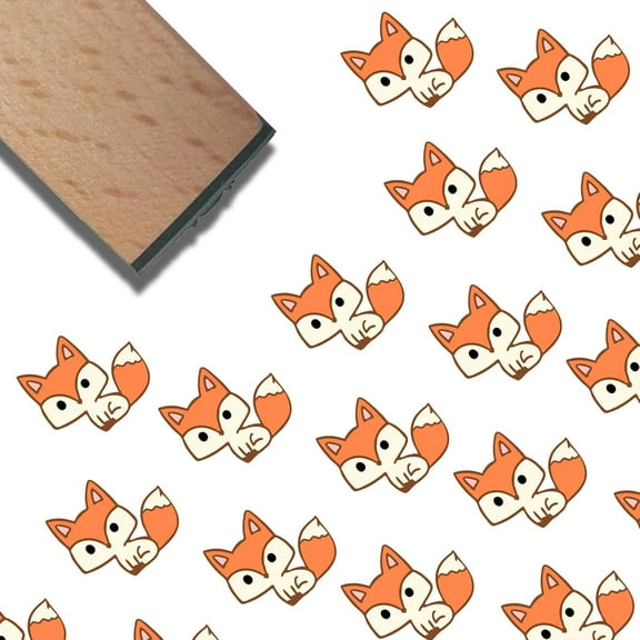 Square Wooden Stamps with Rubber for DIY Scrapbooking Fox 40x15x15mm