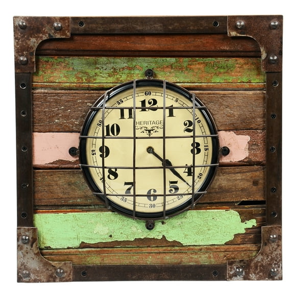 Square Wooden Wall Clock made from Reclaimed Wood