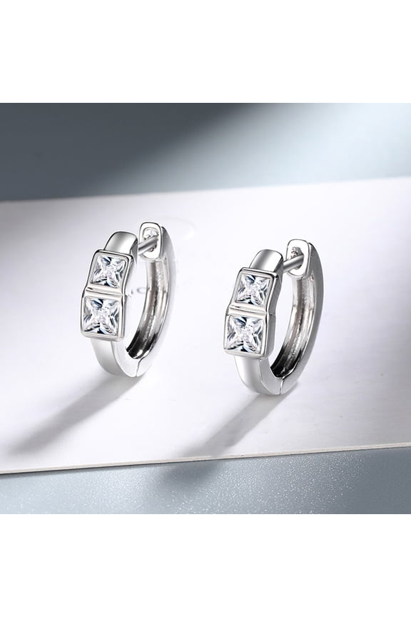 Square Zircon Earrings Fashionable Women's Earrings Colorful Zircon Earrings