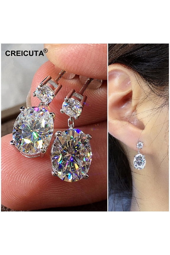 Square Zircon Pendant Earrings - Sparkling Silver-Plated Design, Stunning Dazzle for Women