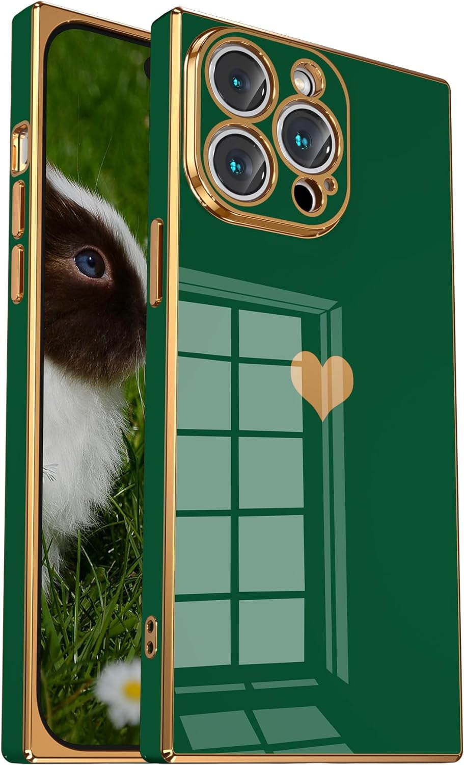 Square iPhone 14 Pro Case, Cute Cases Full Camera Lens Protection, Reinforced Corners TPU