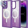 thumbnail image 1 of Square iPhone 14 Pro Max Case Sparkle Magnetic[Compatible with Magsafe] Non Yellowing with Camera Lens Protector for iPhone Pro Max 14 Case for Women Men 6.7 inch,Deep Purple, 1 of 14