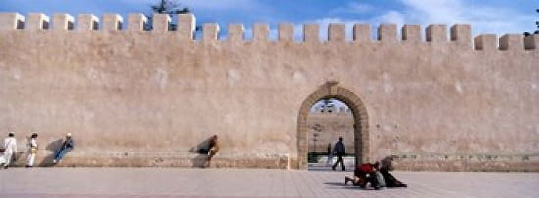 Square in Ancient Walled Medina Essaouira Morocco Canvas Art - Paul Souders DanitaDelimont (34 x 13)