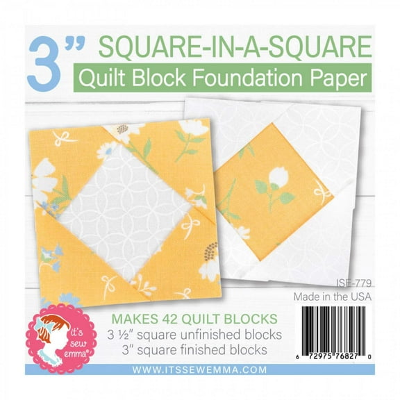 Square in a Square 3 inch Quilt Block Foundation Paper by Its Sew Emma