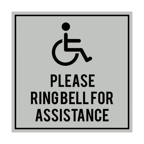Square please ring bell for assistance Sign (Lt Gray) - Medium
