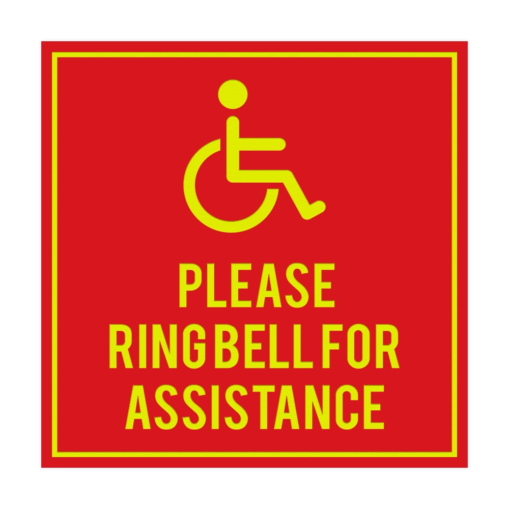 Red Please Sign In Square please ring bell for assistance Sign (Red/Yellow) - Medium ...