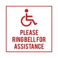 thumbnail image 1 of Square please ring bell for assistance Sign (White/Red) - Small, 1 of 1