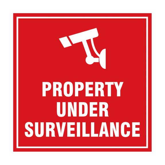 Square property under surveillance Sign (Red) - Small