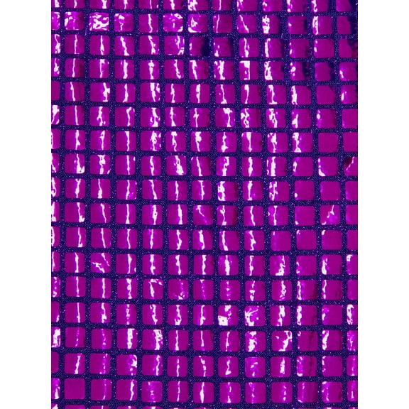 Square sequins glue on metallic mesh, 45" wide, sells by the yard, Purple