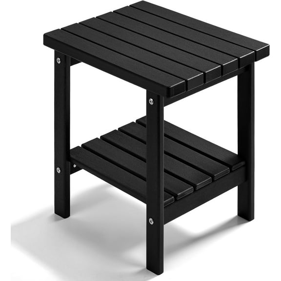 Square Side Table,  Weather Resistant End Table for Patio,  Beach, Easy Maintenance (Black)