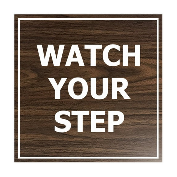 Square watch your step Sign (Walnut) - Medium