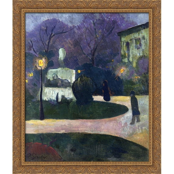 Square with Street Lamp 28x32 Large Gold Ornate Wood Framed Canvas Art by Paul Serusier