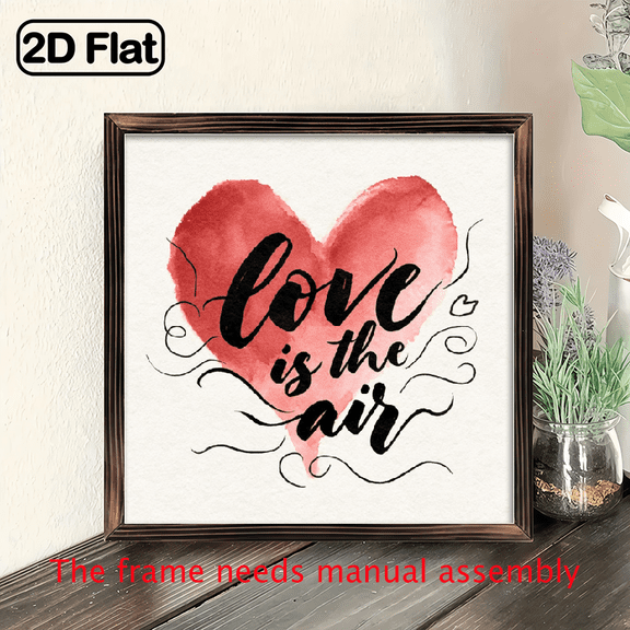 Square woodcut painting with wooden borders, suitable for decorating rooms, creating a romantic and warm atmosphere.Valentine's Day gift.