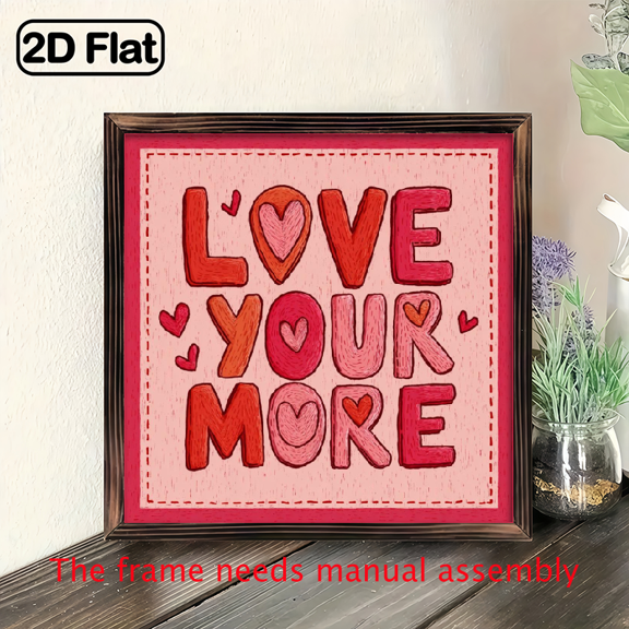 Square woodcut painting with wooden borders, suitable for decorating rooms, creating a romantic and warm atmosphere.Valentine's Day gift.Express your love.