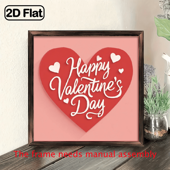 Square woodcut painting with wooden borders, suitable for decorating rooms, creating a romantic and warm atmosphere.Valentine's Day gift.Happy Valentine's Day'