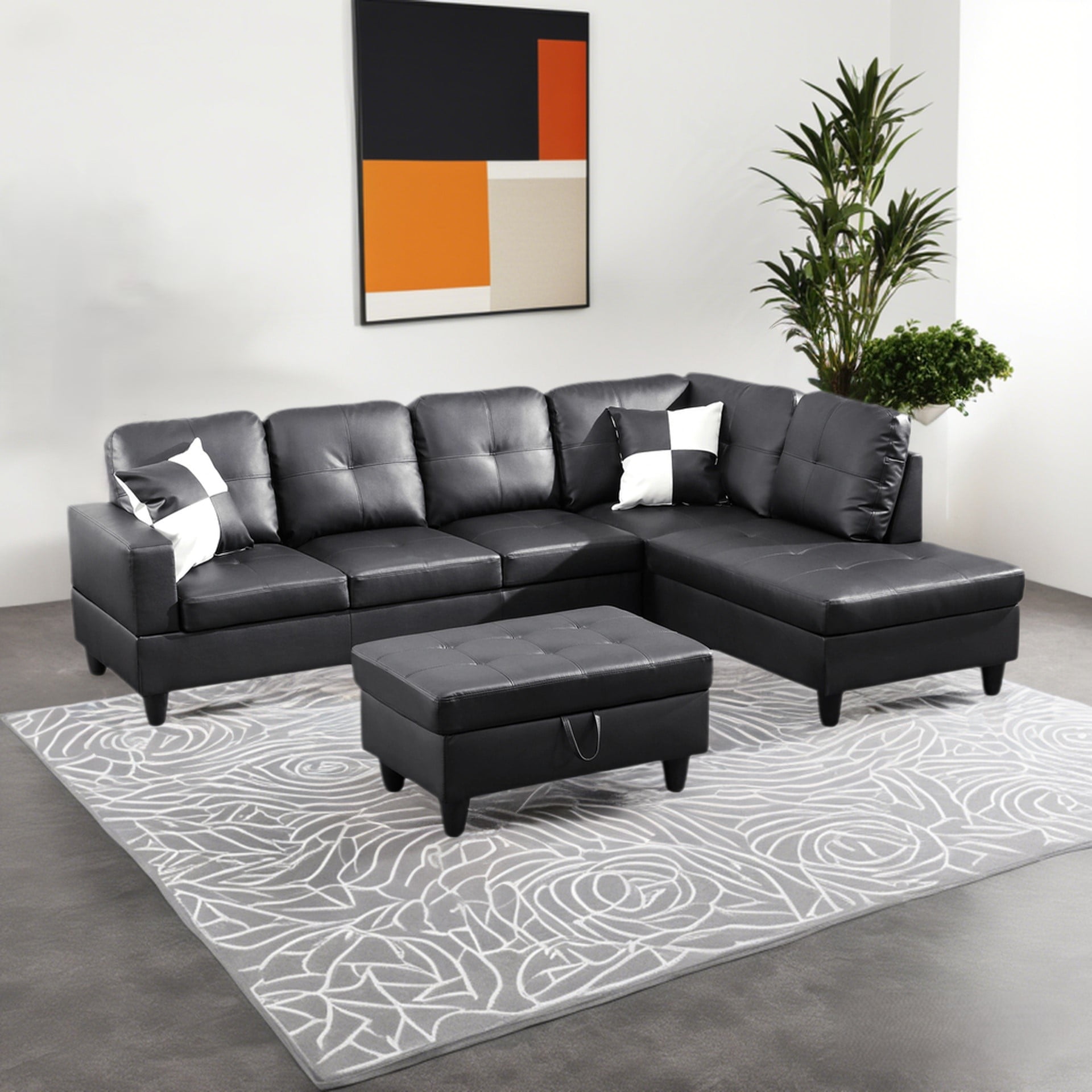 Photo inspiration: Visual Reference: Squarepulse Modern Minimalist Sectional Sofa With Movable Ottoman