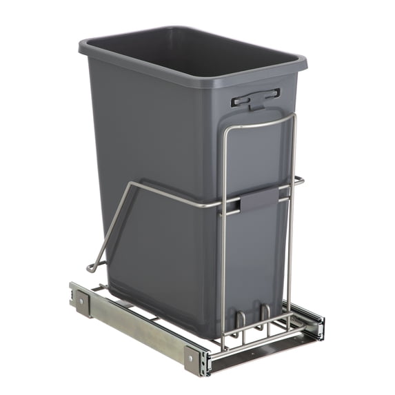 Squared Away 13 gal Kitchen Pull Out Cabinet Sliding Garbage Can, Plastic,Gray