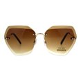thumbnail image 1 of Squared Beveled Lens Butterfly Rimless Womens Fashion Sunglasses Brown, 1 of 4