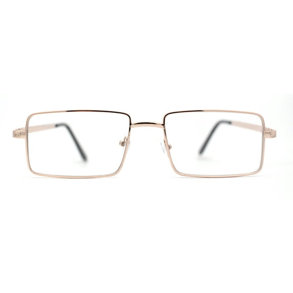Squared Rectangle Dad Style Metal Rim Eye Glasses Rose Gold