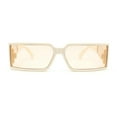thumbnail image 1 of Squared Rectangle Thick Temple Side Arm Visor Lens 80s Vibe Plastic Sunglasses Ivory - Beige, 1 of 4