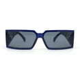thumbnail image 1 of Squared Rectangle Thick Temple Side Arm Visor Lens 80s Vibe Plastic Sunglasses Navy - Black, 1 of 4