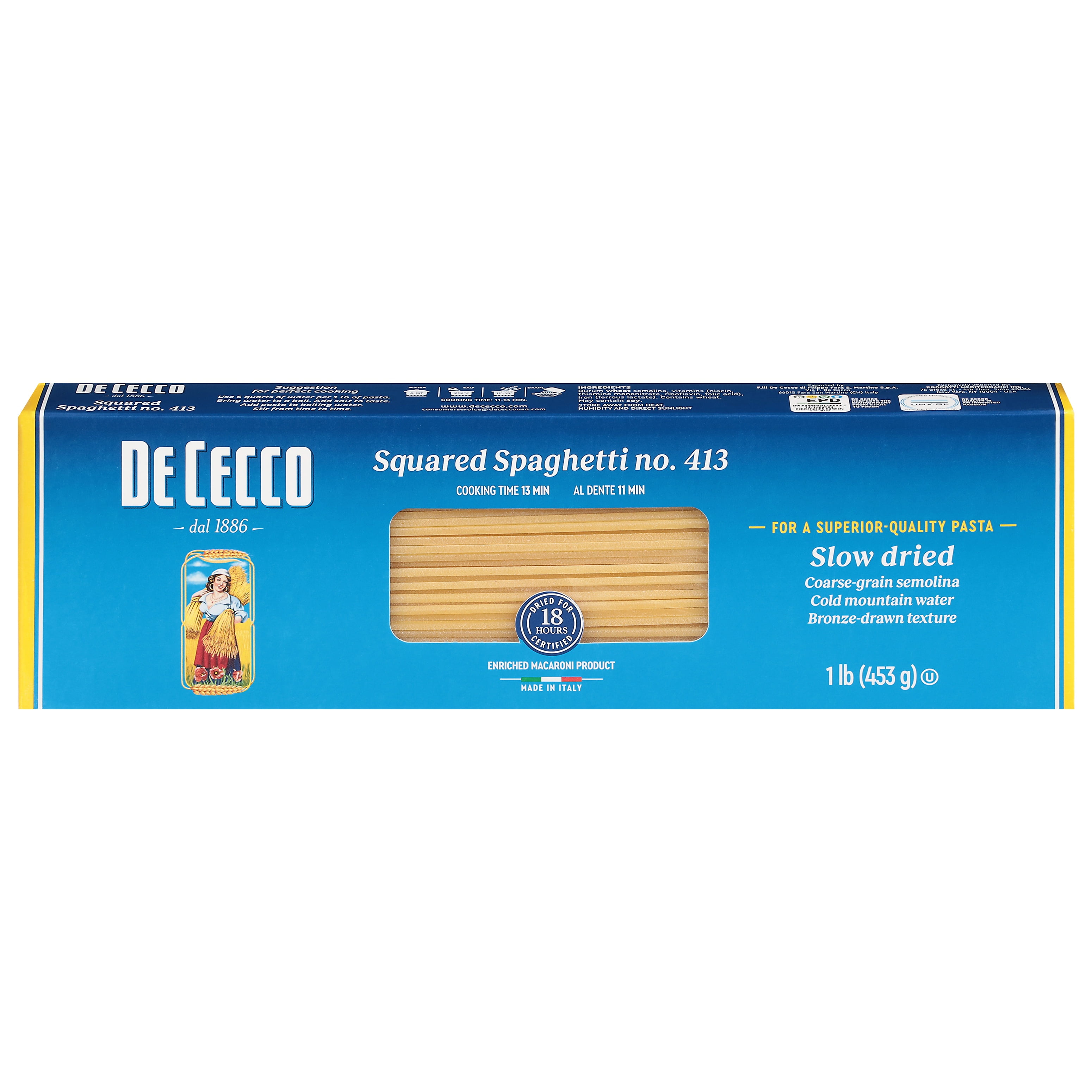De Cecco Squared Spaghetti Pasta no. 413 - 1 lb