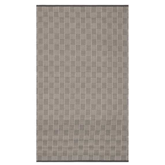 Squares Grey Handwoven Indoor/Outdoor Rug, 2'6" x 8' Runner
