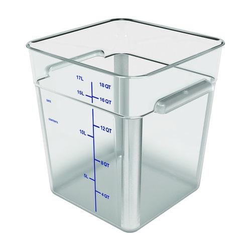 Squares Polycarbonate Food Storage Container, 18 qt, 11 13 x 11.13 x 12.58, Clear, Plastic | Bundle of 2