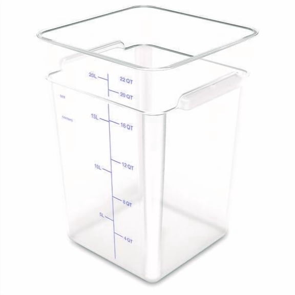 Squares Polycarbonate Food Storage Container, 22 qt, 11 13 x 11.13 x 15.72, Clear, Plastic | Bundle of 5